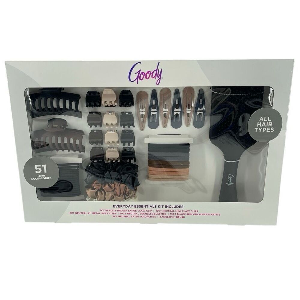 Goody Everyday Essentials Kit 51-Piece Hair Accessories Set All Hair Types